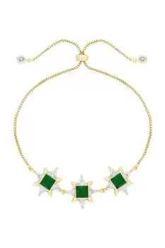 Gold Plated And Emerald Cubic Zirconia Toggle Bracelet