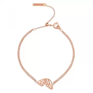 Ladies Olivia Burton Rose Gold Plated Butterfly Wing Chain Bracelet