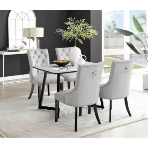 Furniture Box Carson White Marble Effect Dining Table and 4 Grey Belgravia Black Leg Chairs