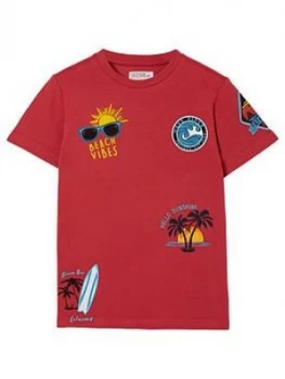 Fat Face Boys Cluster Graphic T-Shirt - Berry, Size 5-6 Years