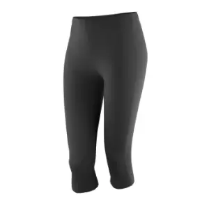 Spiro Womens/Ladies Impact Softex Breathable Capri Pants (L) (Black)