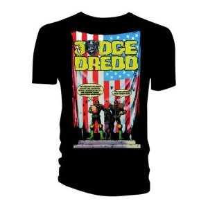 Judge Dredd & 2000 AD - Judge Dredd US Flag - Crimes Against America Mens Small T-Shirt - Black