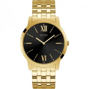 GUESS Gents gold watch with sunray Black dial