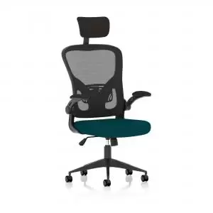 Ace Executive Bespoke Fabric Seat Maringa Teal Mesh Chair With Folding