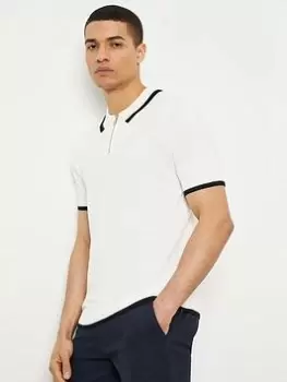 Burton Menswear London Burton Slim Fit Short Sleeve Tipped Polo, White Size M Men