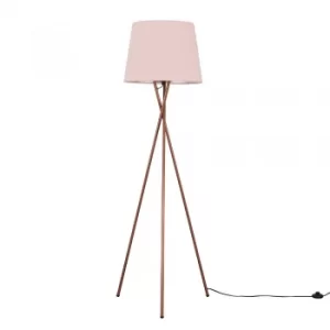 Camden Copper Tripod Floor Lamp with XL Dusty Pink Aspen Shade