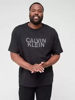 Calvin Klein Big & Tall Distorted Logo T-Shirt - Black, Size 4XL, Men