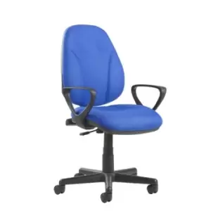 Bilbao fabric operators chair with lumbar support and fixed arms - blue