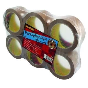 Scotch Packaging Tape Heavy 50mmx66m Brown Pack of 6 PVC5066F6 B