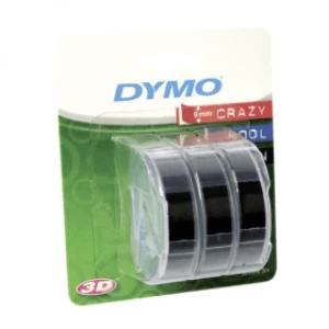 Dymo S0847730 Original White on Black Embossing Tape 9mm x 3m - 3 Pack