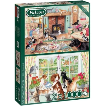 Falcon de luxe Animals at Home 2-Pack Jigsaw Puzzle - 1000 Pieces