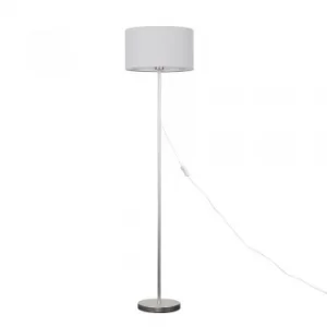Charlie Brushed Chrome Floor Lamp with Large Cool Grey Reni Shade