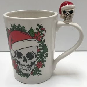Christmas Skull on Handle Ceramic Mug