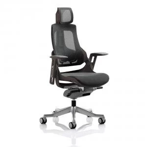 Adroit Zure Executive Chair With Headrest Black Frame Mesh Charcoal