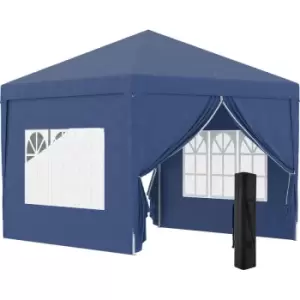 Outsunny 3mx3m Pop Up Gazebo Party Tent Canopy Marquee with Storage Bag Blue - Blue