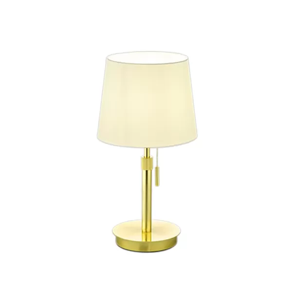 Lyon Modern Table Lamp with Round Tapered Shade Brass Matt