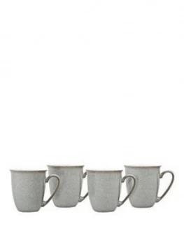 Denby Elements Set Of 4 Coffee Mugs ; Light Grey