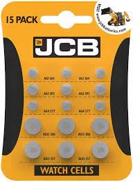 JCB Watch Batteries (Mixture) - 15 Pack