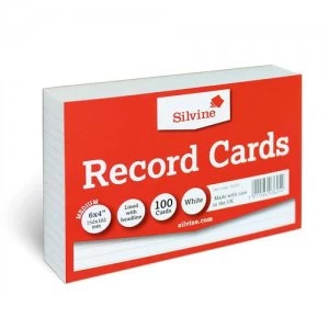 Value Record Cards 152 x 102mm 170g/m2 Feint Ruled Landscape White 100