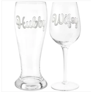 Hubby & Wifey Beer & Wine Glass By Lesser & Pavey