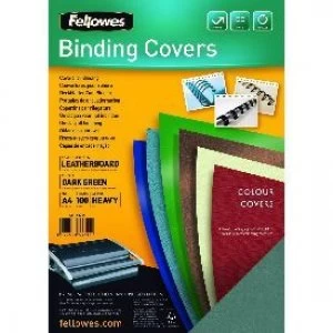 Fellowes 5371503 A4 Leatherboard Covers Dark Green