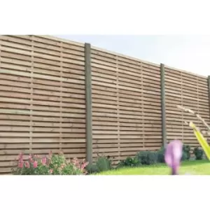Forest Garden Contemporary Double Slatted Fence Panel 1800 x 1800mm 6ft x 6ft