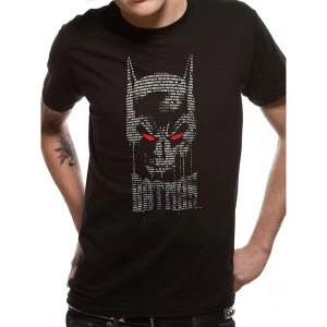 Batman - Unisex Large Text Skull T-Shirt (Black)