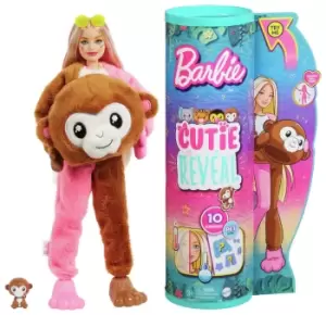 Barbie Cutie Reveal Doll with Monkey Plush Costume - 30cm