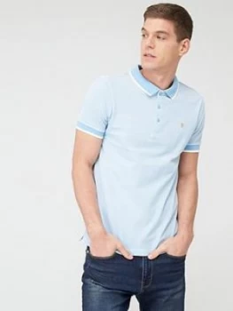 Farah Basel Pique Polo Shirt - Light Blue, Size XL, Men