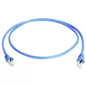 Telegaertner L00001A0087 RJ45 Network cable, patch cable CAT 6A S/FTP 2m Blue Flame-retardant, incl. detent, Twin shield, double shielding, Halogen-fr