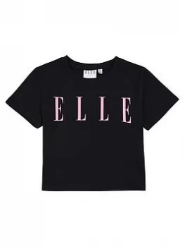 Elle Girls Logo T-Shirt - Black, Size Age: 8-9 Years, Women