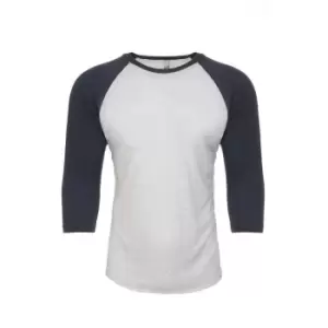 Next Level Adults Unisex Tri-Blend 3/4 Sleeve Raglan T-Shirt (S) (Indigo/Heather White)