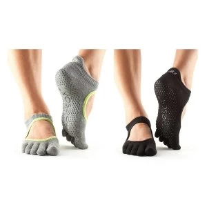 Toesox Bellarina Full Toe Non Slip Socks Black Medium 6-8.5