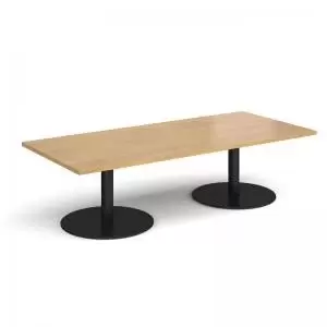 Monza rectangular coffee table with flat round Black bases 1800mm x