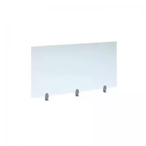 Straight high desktop acrylic screen with silver brackets 1400mm x