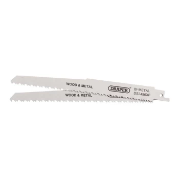 43065 Bi-metal Reciprocating Saw Blades for Multi Purpose Cutting, 200mm, 6-12tpi (Pack of 2) - Draper