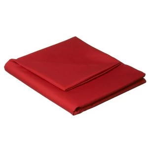 Catherine Lansfield Red Non-Iron Plain Dye Flat Sheet - Double