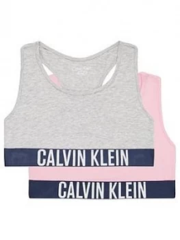 Calvin Klein Girls 2 Pack Intense Logo Bralette - Pink Grey