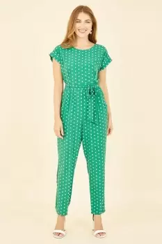 Green Spot Print Jumpsuit