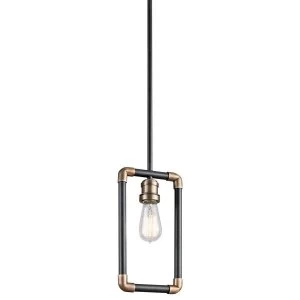 1 Light Mini Ceiling Pendant Light Black, Natural Brass, E27