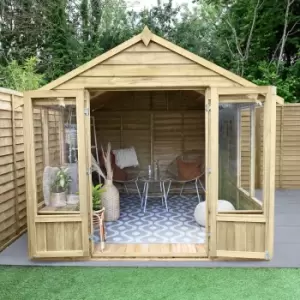 Forest Garden Oakley 8X10 Apex Overlap Solid Wood Summer House With Double Door (Base Included)