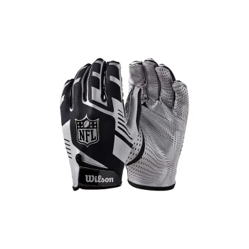 NFL Stretch Fit Receivers Gloves - OSFA - Black/Silver - Wilson