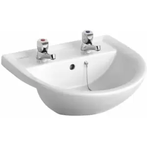 Sandringham 21 Semi-Recessed Basin 500mm Wide with Chain Hole - 2 Tap Hole - Armitage Shanks