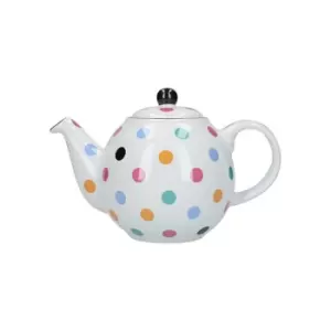 London Pottery - Globe 6 Cup Teapot White With Multi Spots
