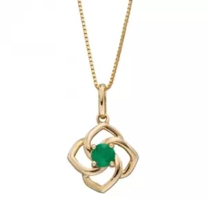Cut Out Flower Emerald Yellow Gold Pendant GP2279G