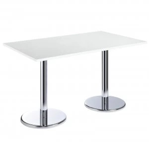 Pisa Rectangular Table With Round Chrome Base 1300mm x 800mm - White