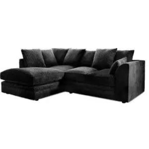 Canolo Luxury LHF Corner Chaise Jumbo Cord Sofa - Black - Black