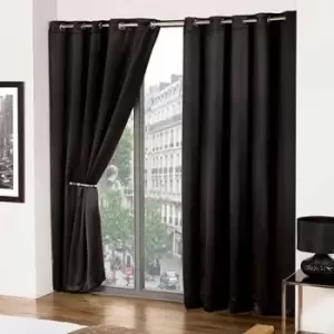 Emma Barclay Cali Thermal Woven Blackout Eyelet Curtains, Black, 46 x 54 Inch