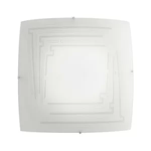Fan Europe CONCEPT 2 Light Patterned Glass Flush Ceiling Light White 30x30cm
