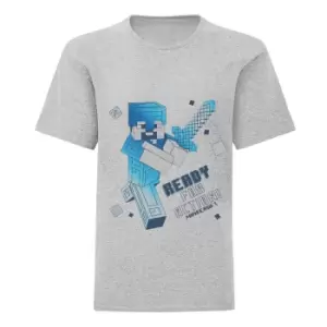 Minecraft Boys Ready For Action T-Shirt (12-13 Years) (Heather Grey)